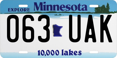 MN license plate 063UAK
