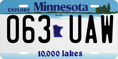 MN license plate 063UAW