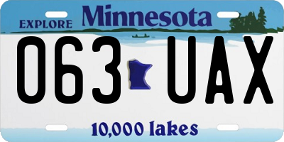 MN license plate 063UAX