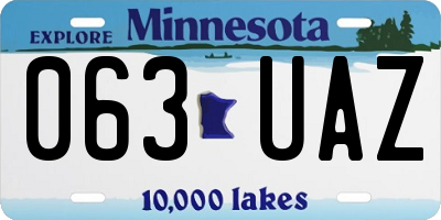 MN license plate 063UAZ