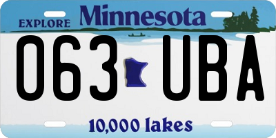 MN license plate 063UBA