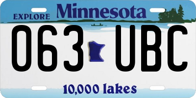 MN license plate 063UBC