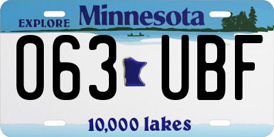 MN license plate 063UBF