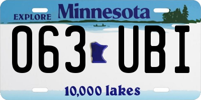 MN license plate 063UBI