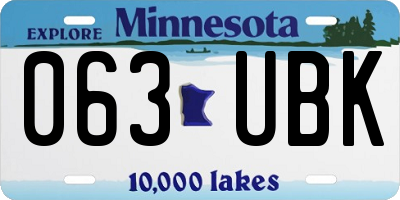 MN license plate 063UBK