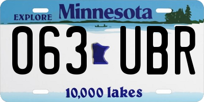 MN license plate 063UBR