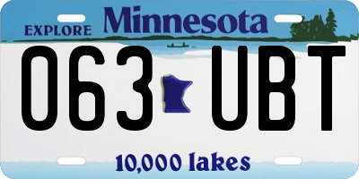 MN license plate 063UBT