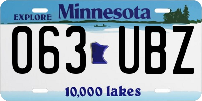 MN license plate 063UBZ