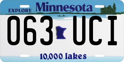 MN license plate 063UCI