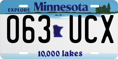 MN license plate 063UCX