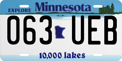 MN license plate 063UEB