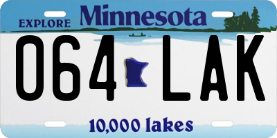 MN license plate 064LAK