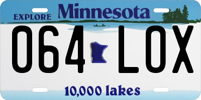 MN license plate 064LOX