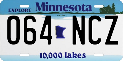 MN license plate 064NCZ