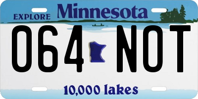 MN license plate 064NOT