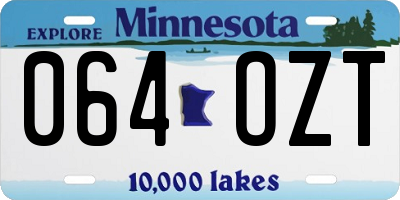 MN license plate 064OZT