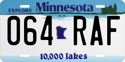 MN license plate 064RAF