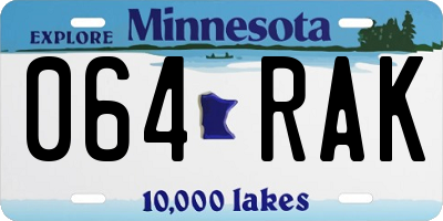 MN license plate 064RAK