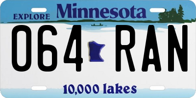 MN license plate 064RAN
