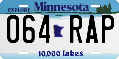MN license plate 064RAP
