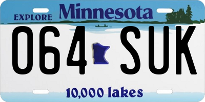 MN license plate 064SUK