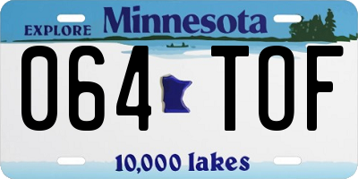 MN license plate 064TOF