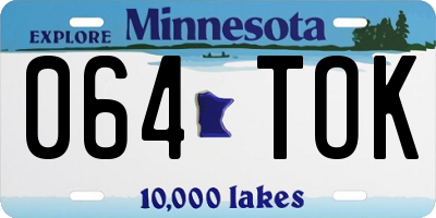 MN license plate 064TOK