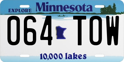 MN license plate 064TOW
