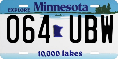 MN license plate 064UBW