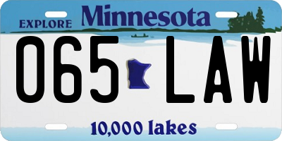 MN license plate 065LAW