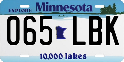 MN license plate 065LBK