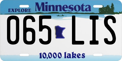 MN license plate 065LIS