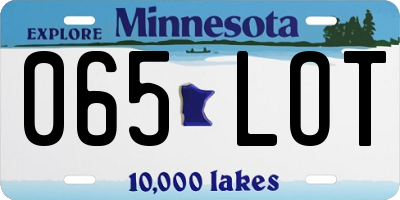 MN license plate 065LOT