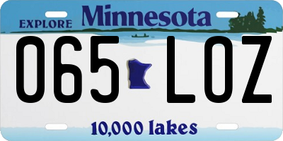 MN license plate 065LOZ