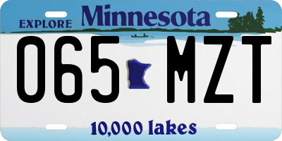 MN license plate 065MZT