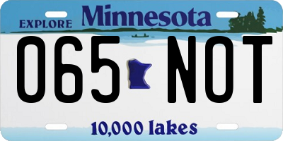 MN license plate 065NOT