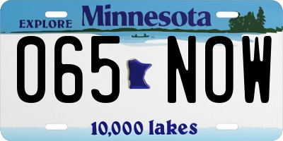 MN license plate 065NOW
