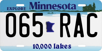 MN license plate 065RAC