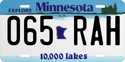 MN license plate 065RAH