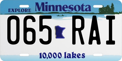 MN license plate 065RAI