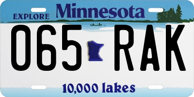 MN license plate 065RAK