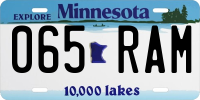 MN license plate 065RAM