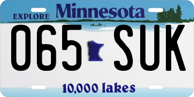 MN license plate 065SUK