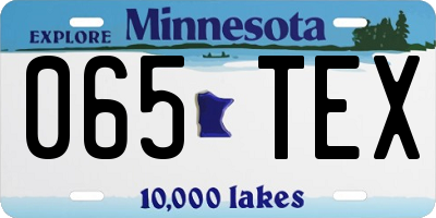 MN license plate 065TEX