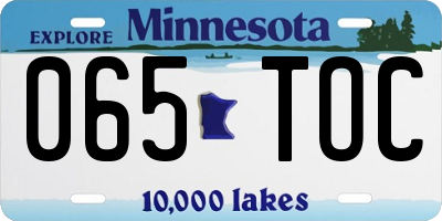 MN license plate 065TOC