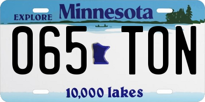 MN license plate 065TON