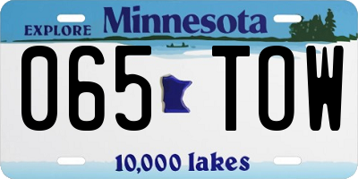 MN license plate 065TOW