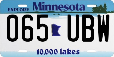 MN license plate 065UBW