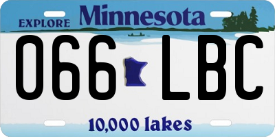 MN license plate 066LBC