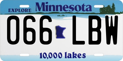 MN license plate 066LBW